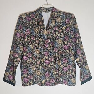Vintage Good Times Blazer Womens 16 Floral Tapestry Double Breasted Jacket USA 9